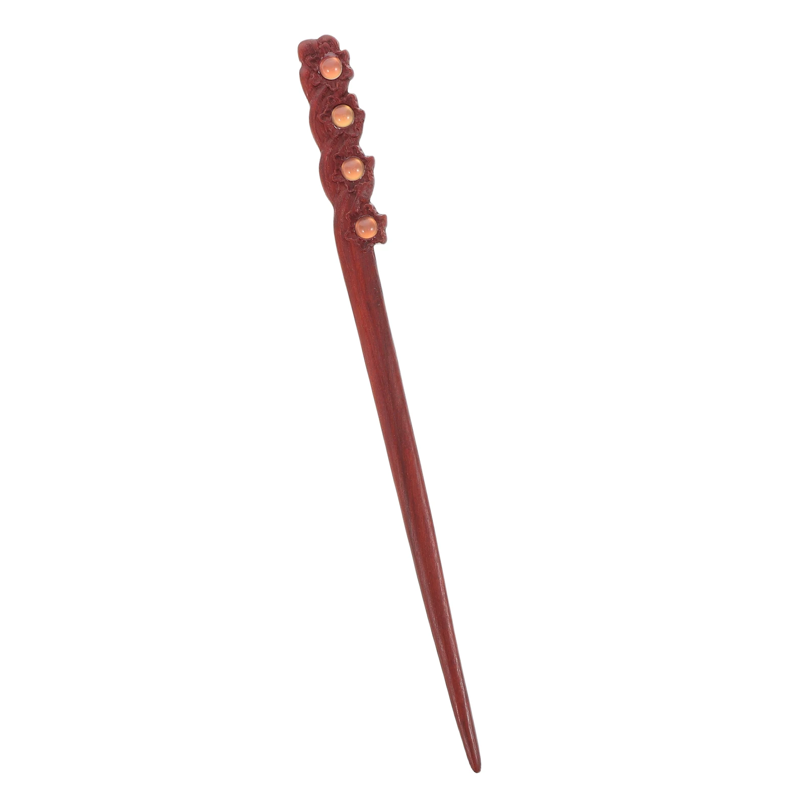 

Elegant Red Sandalwood Hairpin Intricately Carved Patterns Vintage Chinese Style Accessories Ideal for Weddings Parties Daily