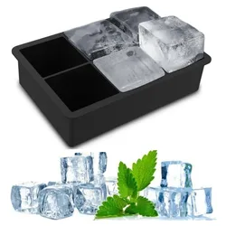4/6 Grid Big Ice Food Mold Giant Jumbo Large Food Grade Silicone Ice Cube Square Tray Mold DIY Ice Maker Ice Cube Tray