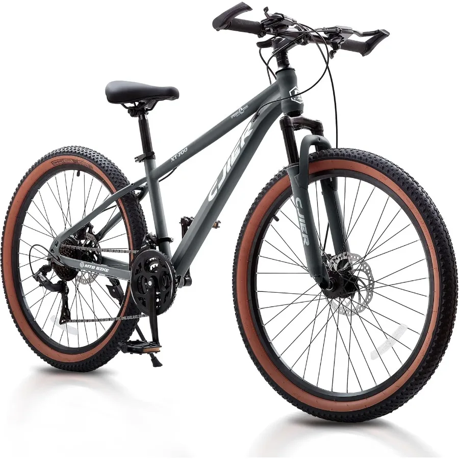 

24 inch Mountain Bike for Men and Women with 21 Speeds Thickened 2.125'' Tires Dual Full Suspension System Disc Brakes Inter