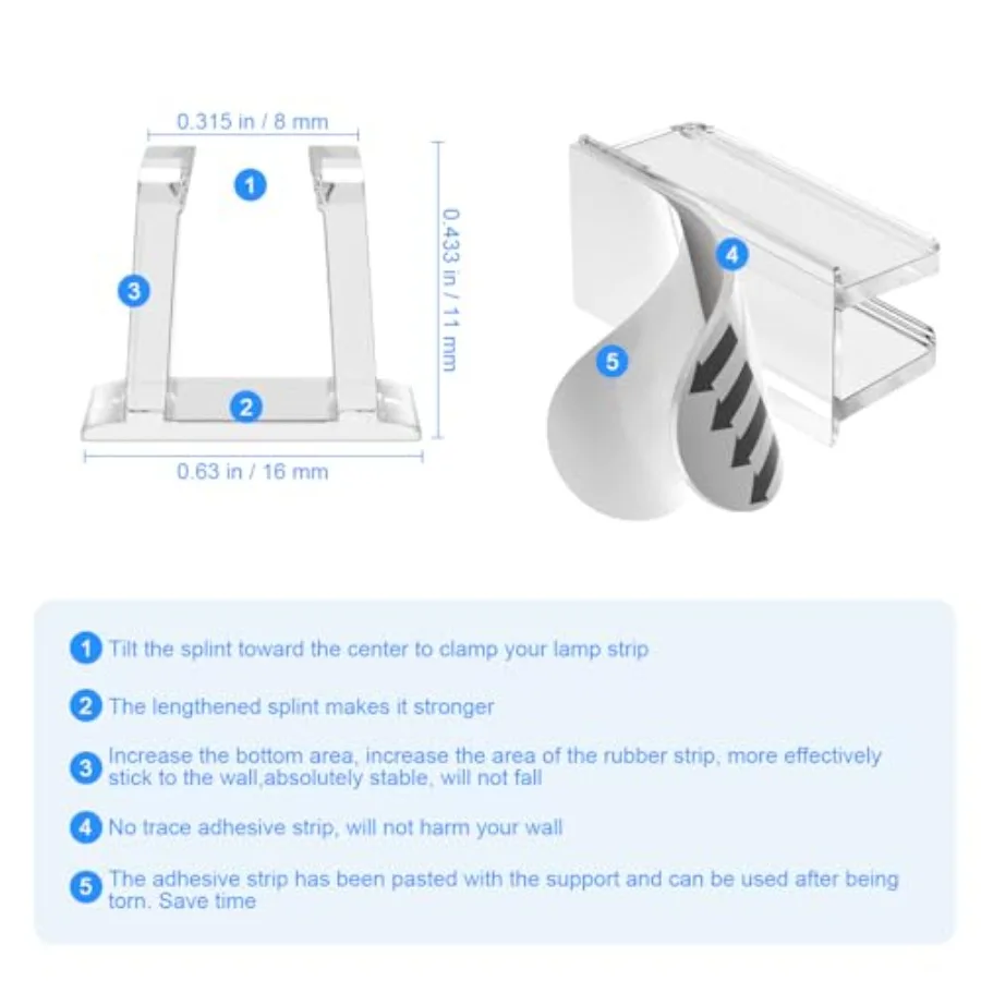 Neon Rope Light Clips Mounting - Pcs Clear Waterproof LED Strip Clip Brackets - Adhesive Wall Mount Holder for Govee and Other