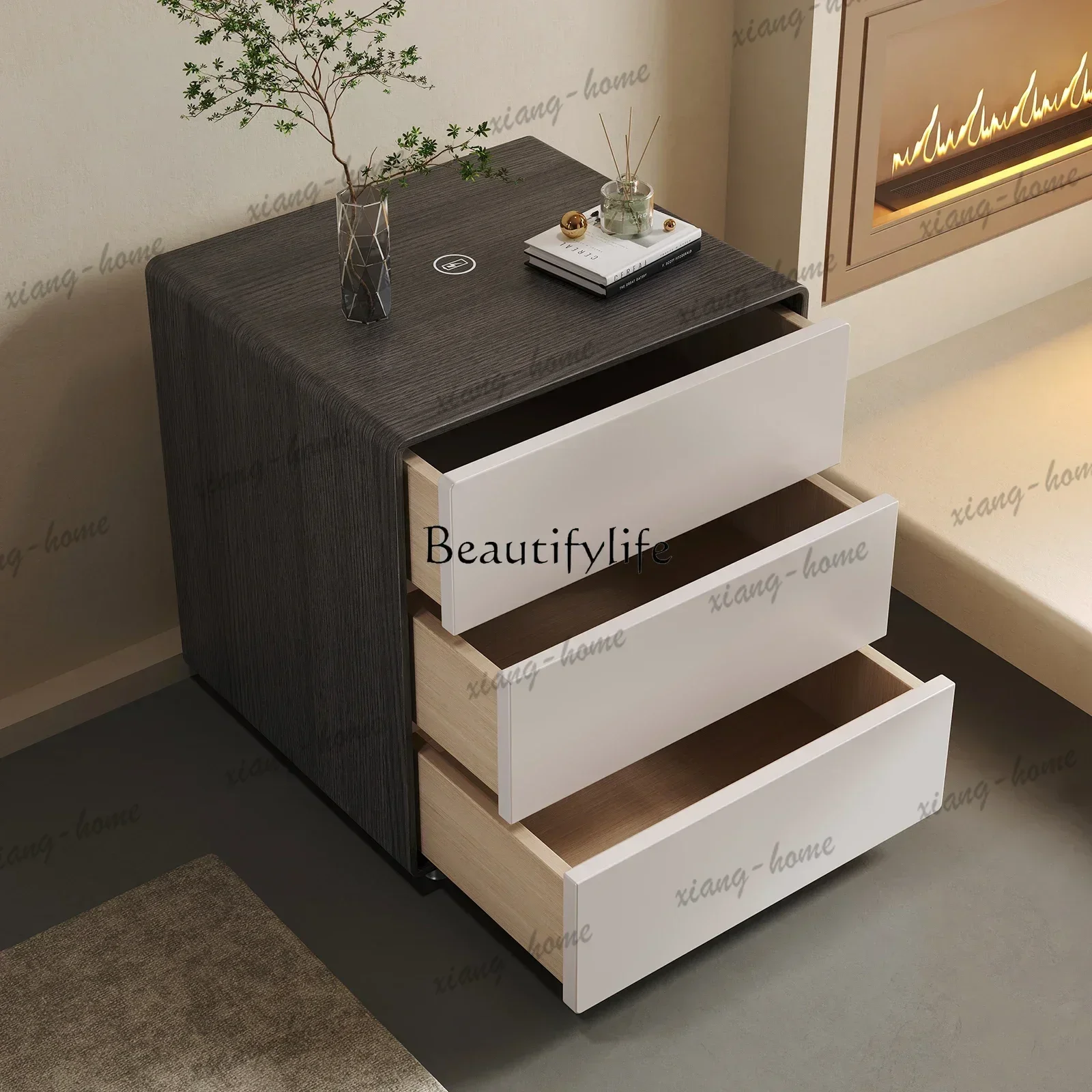 LD Bedroom advanced smart bedside table wireless induction small apartment bedside drawer cabinet