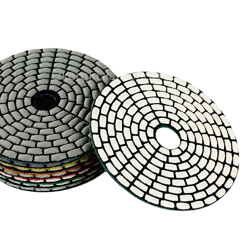 7-teiliges Set 4 Zoll Trocken-Polierpads Scharfe Flexible 100mm Diamant-Polierpads für Granit, Marmor, Stein, Beton Schleifscheibe – Detail 1