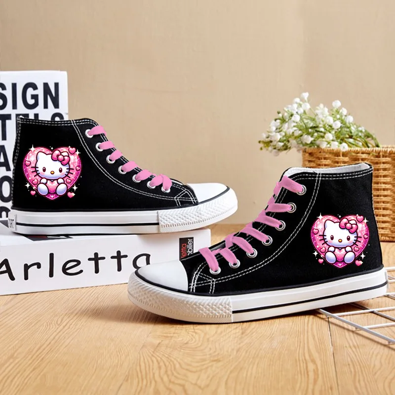 Sanrio Hello Kitty Men and Women Chic Street Student Canvas Shoes Couple Versatile Casual Platform Sneakers Skateboard Shoes