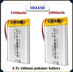 103450 3.7V 1800mAh2000mAhLithium Polymer Rechargeable Battery Jst PH for Camera GPS Navigator MP5Bluetooth Headset аккумулятор