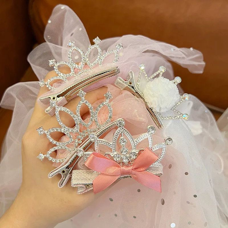 Girl Princess Korea Crown Headband Yarn Veil Kids Bow Flower Hairbands Children Party Head Band Wedding Jewelry Accessiories