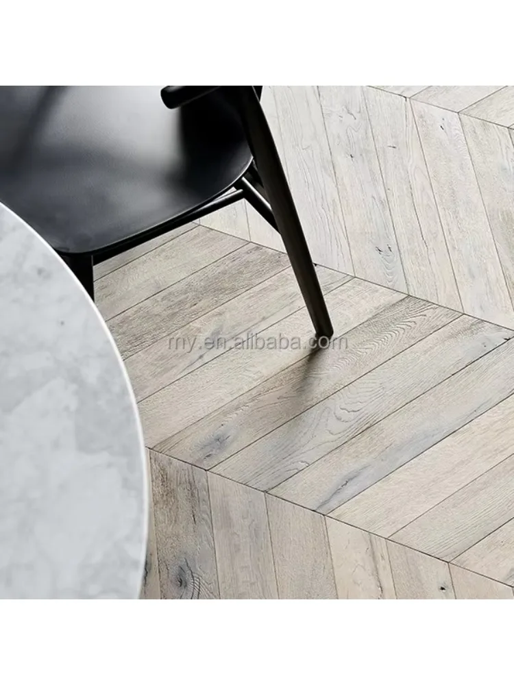 نسخة مخصصة من أرضية الخشب الصلب المتعرجة من خشب البلوط، أرضية خشبية هندسية رمادية، أرضية خشبية متعرجة