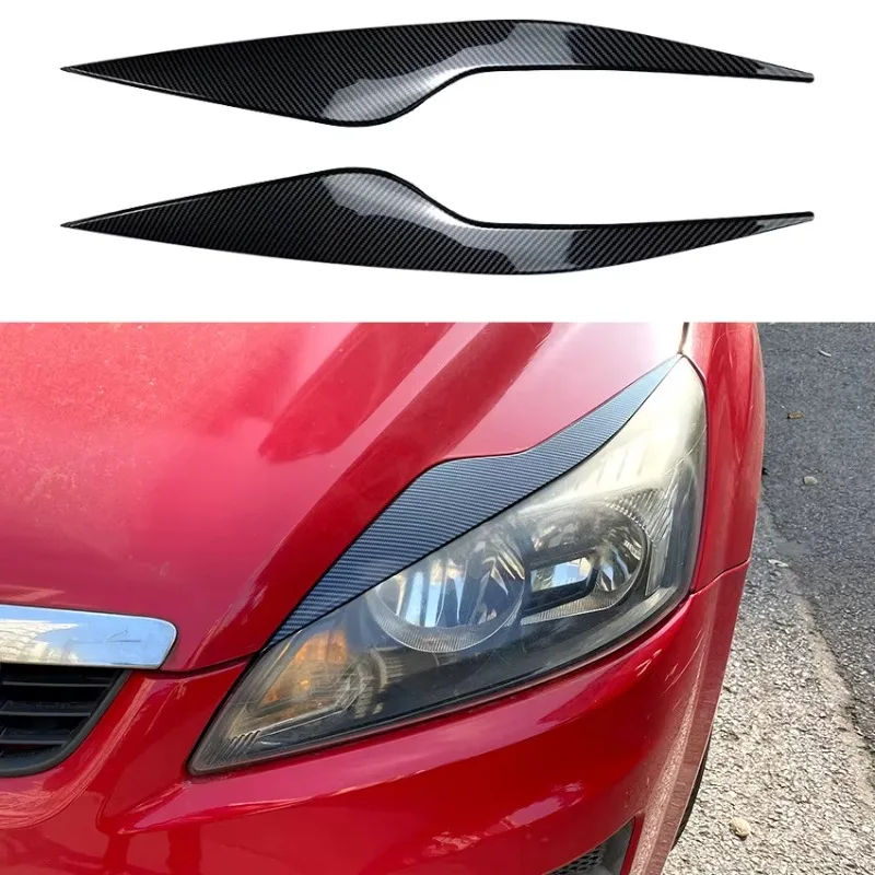 For Ford Focus MK2.5 2008-2009 2010 2011 Car Front Rear Headlight Eyebrow Strip Cover Trim Eyelids Accessories Exterior Kit