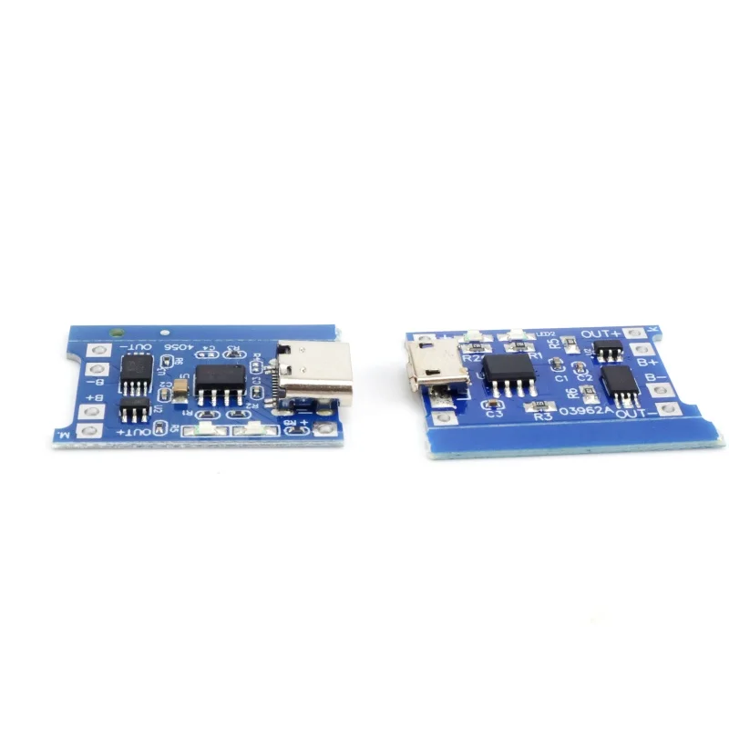 แผงวงจรชาร์จแบตเตอรี่ลิเธียม 18650 10 ชิ้น 5V 1A รุ่น TP4056 พร้อมพอร์ตชาร์จ Micro USB Type C และระบบป้องกัน