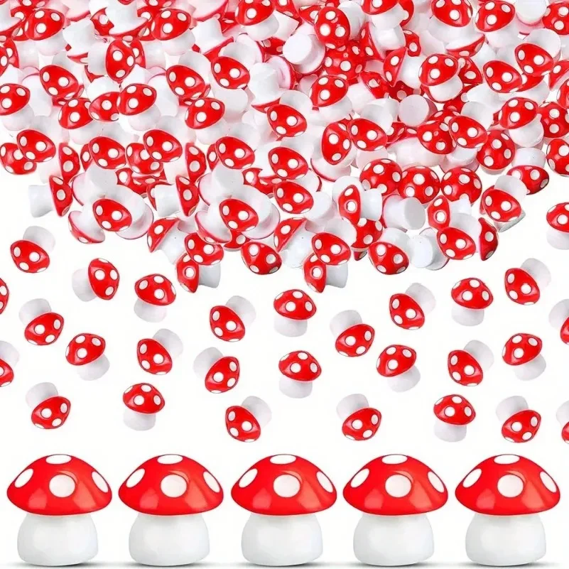 50Pcs Tiny Resin Mushroom Mini Mushrooms Miniature Figurines for Micro Garden Landscape Terrarium