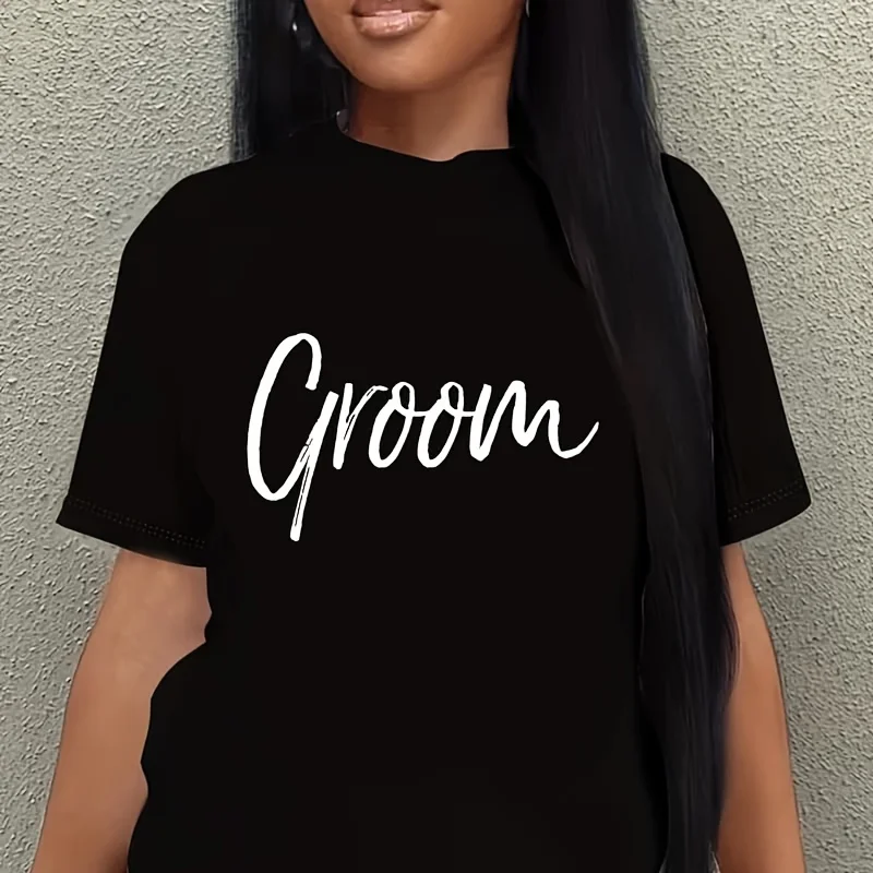 Matching Getting Ready Bride & Groom Wedding Gifts Groom Women's Plus Size T-Shirt 100% Cotton 220g