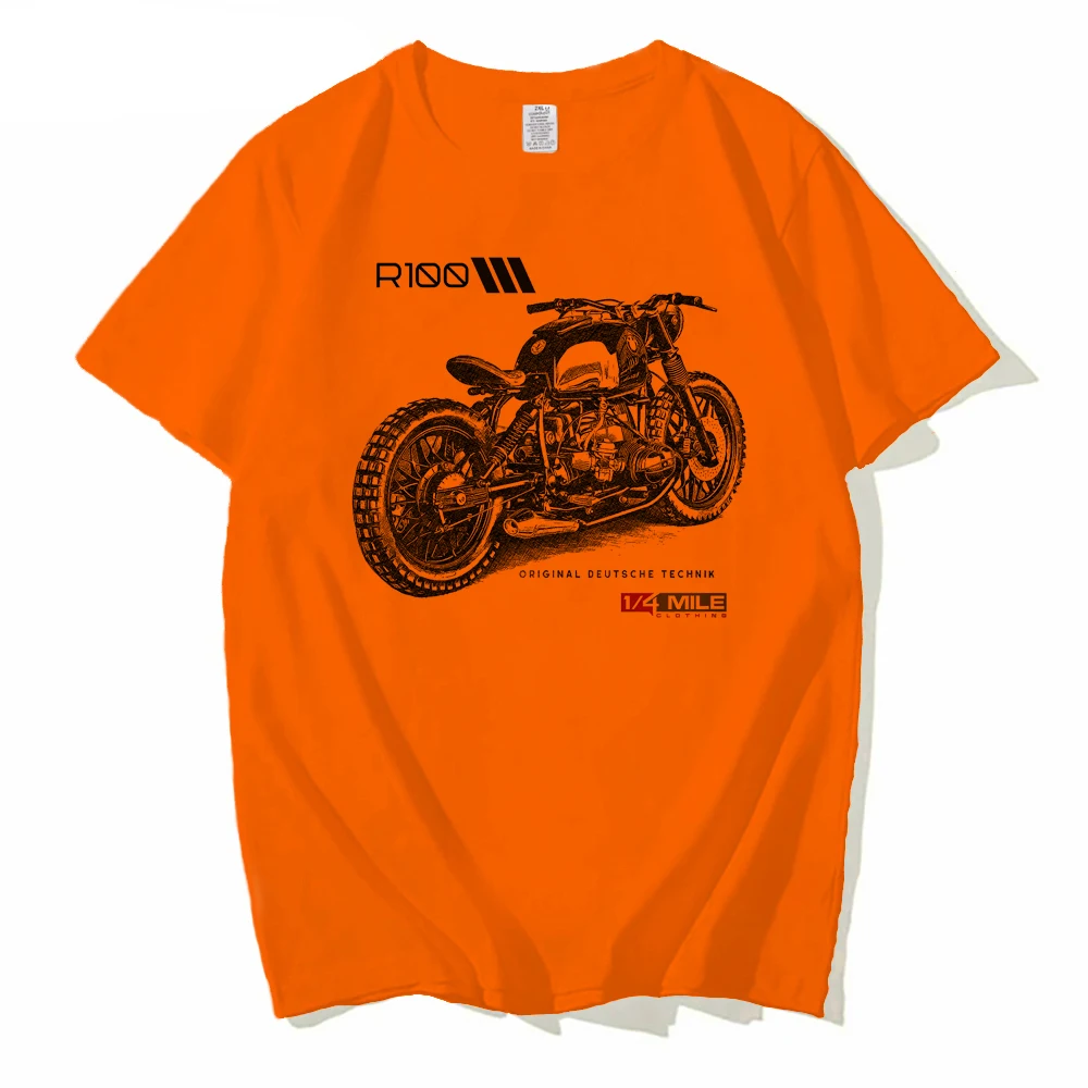 Summer Man oversized t-shirt Drive The Classic Motorcycle Vintage R100 RS Motorbike Print Casual Tops Hip Hop Boy Ride Tees