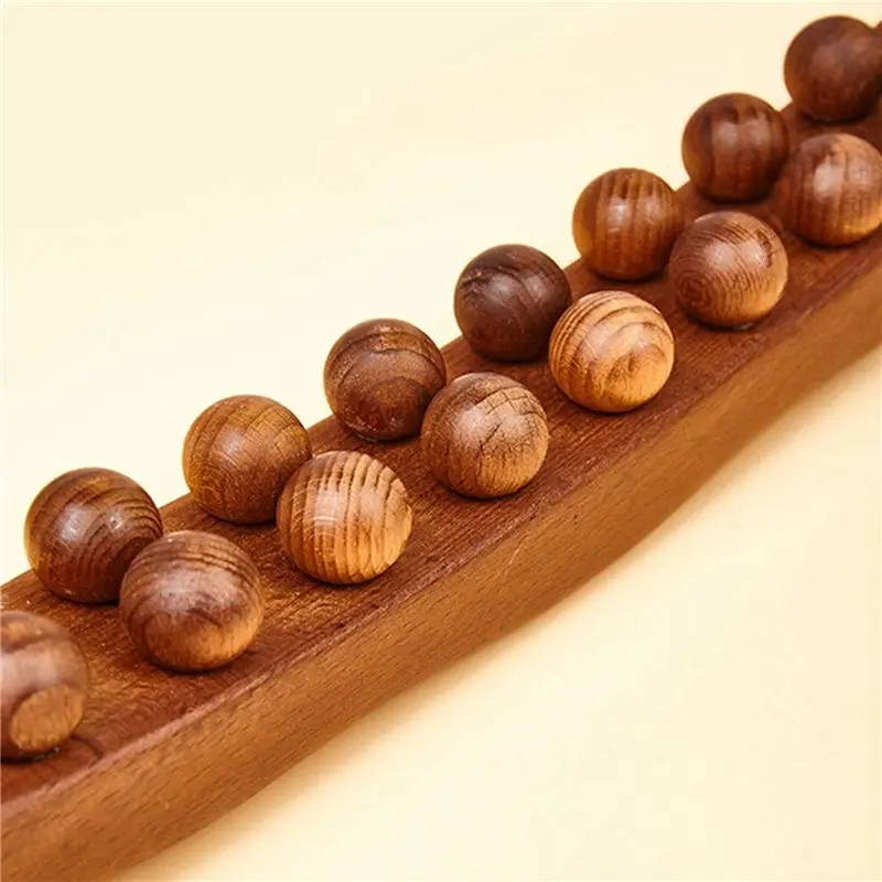 20 Beads Guasha Scraping Stick Wooden Massage Tools Relieve Sore Muscles Body Meridian Wand For Back Waist-A00E