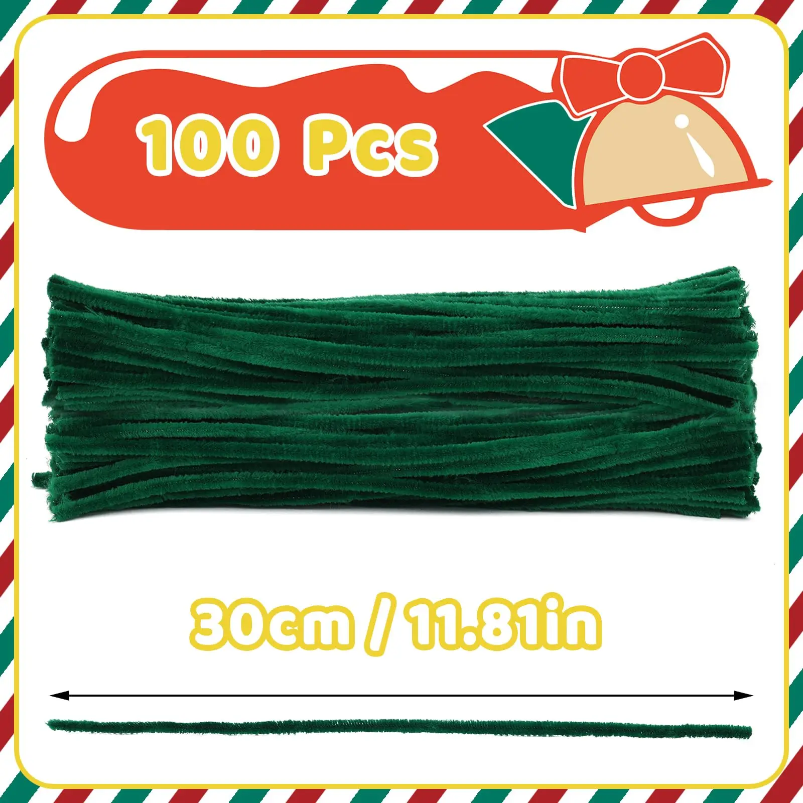 Fenrry 100PCS Christmas Pipe Cleaners Craft Supplies for Hair Pipe Cleaners Bulk Fuzzy Sticks DIY Art and Craft Home Decoration