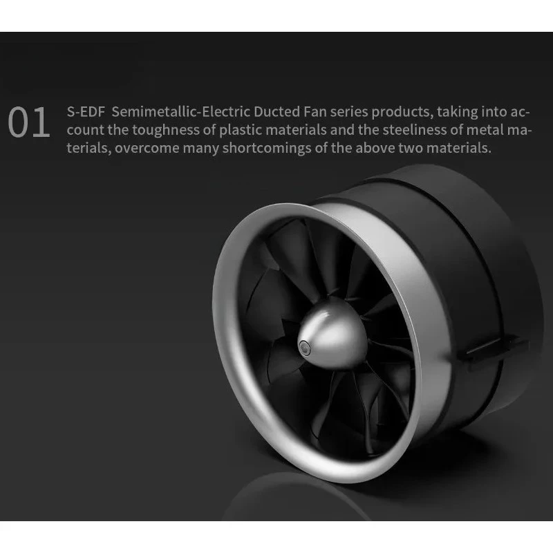S-EDF105mmSemi-MetallicElectric DuctedFan750KV 12S 7.4kg Thrust11-Blade RC Airplane Carbon Motor Model for Racing And Aerobatics