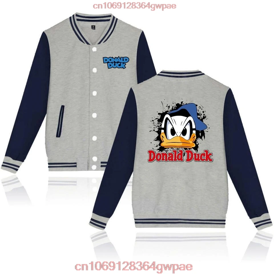 Disney Donald Duck Bomber Jacket donna uomo autunno giacca da Baseball cappotto Cartoon Kid Streetwear Harajuku Bomber College Jacket