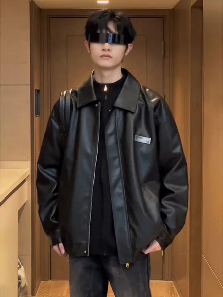 

Мужская куртка из искусственной кожи в американском стиле, крутая, в бейсбольном стиле, для мотоциклистов, осенняя, уличная мода