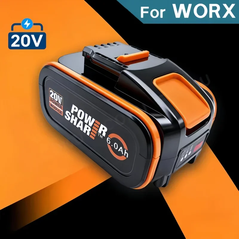 WORX 20V WA3551 WA3553 WA3570 Li-ion Battery 4.0/6.0/8.0Ah High Performance Rechargeable Battery Charger Kit Garden Tools