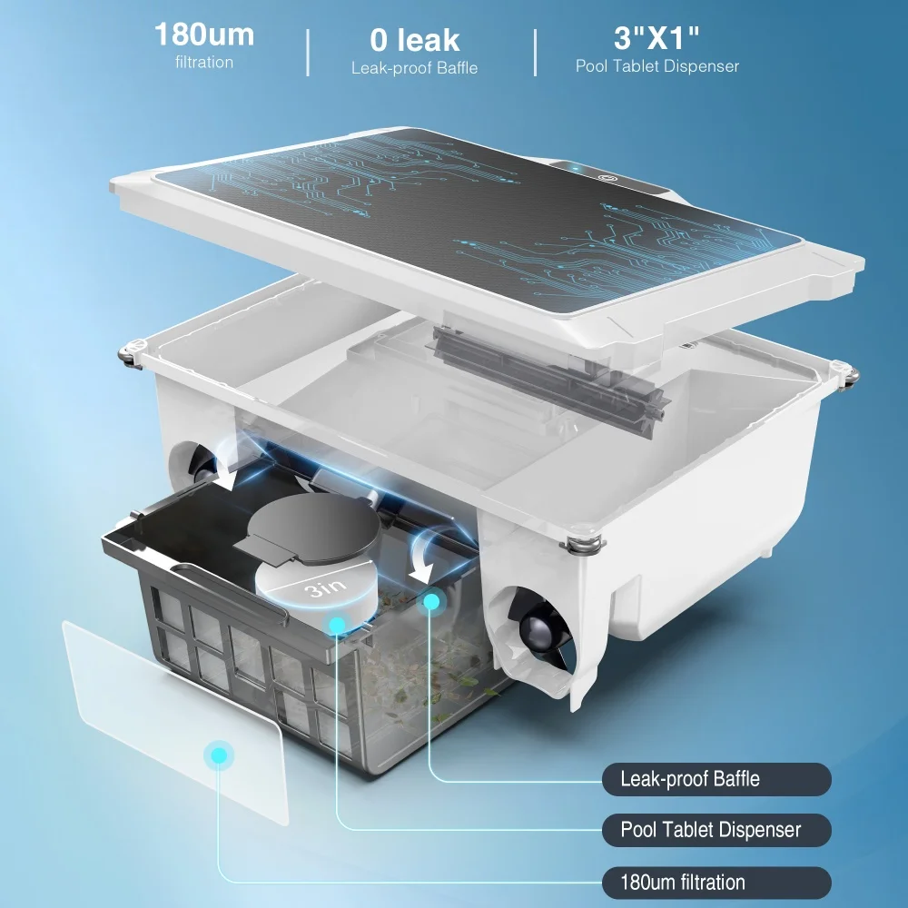 

Automatic Solar Powered Robotic Pool Skimmer Cleaner with All Day Cleaning Save Energy 30h Working Time Pool Skimmer