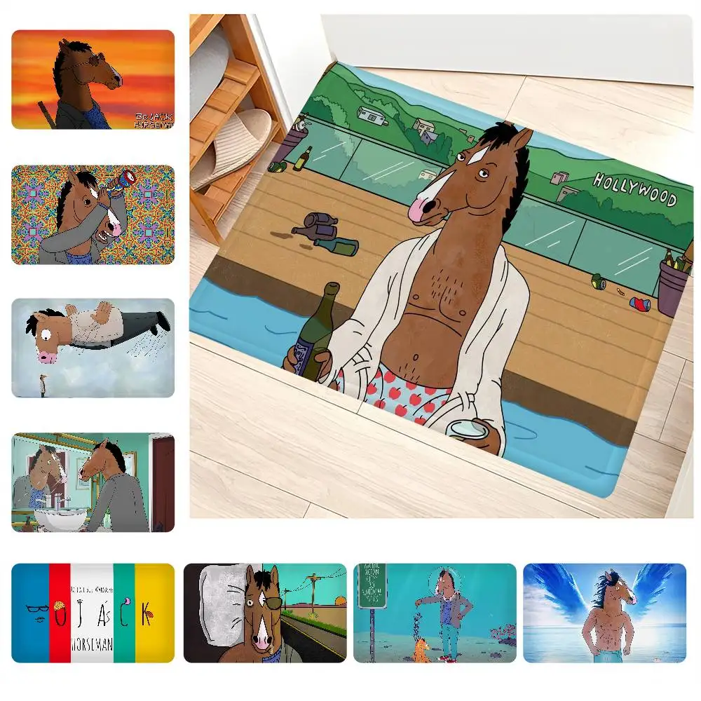 B-BoJack Animation H-Horseman Door Mat Washable Non-Slip Living Room Sofa Chairs Area Mat Kitchen Doormat Area Rug