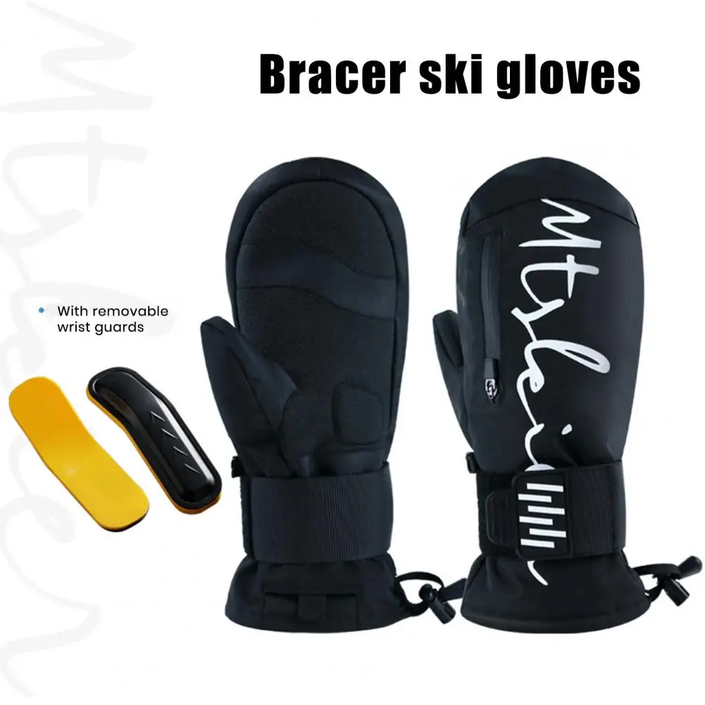 Wpf-tex Winter Gloves Winter Ski Gloves with Built-in Wrist Guards for Snowboarding Cycling Waterproof Warm Snowboard Gloves