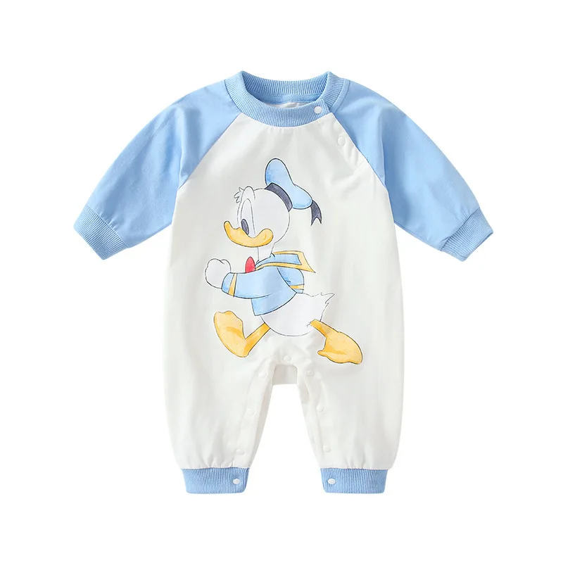 

MINISO Donald Duck Baby Boy Spring Long Sleeved Onesie Newborn Clothes Infant Romper Soft 0-12 Months Bodysuits Cotton Jumpsuit