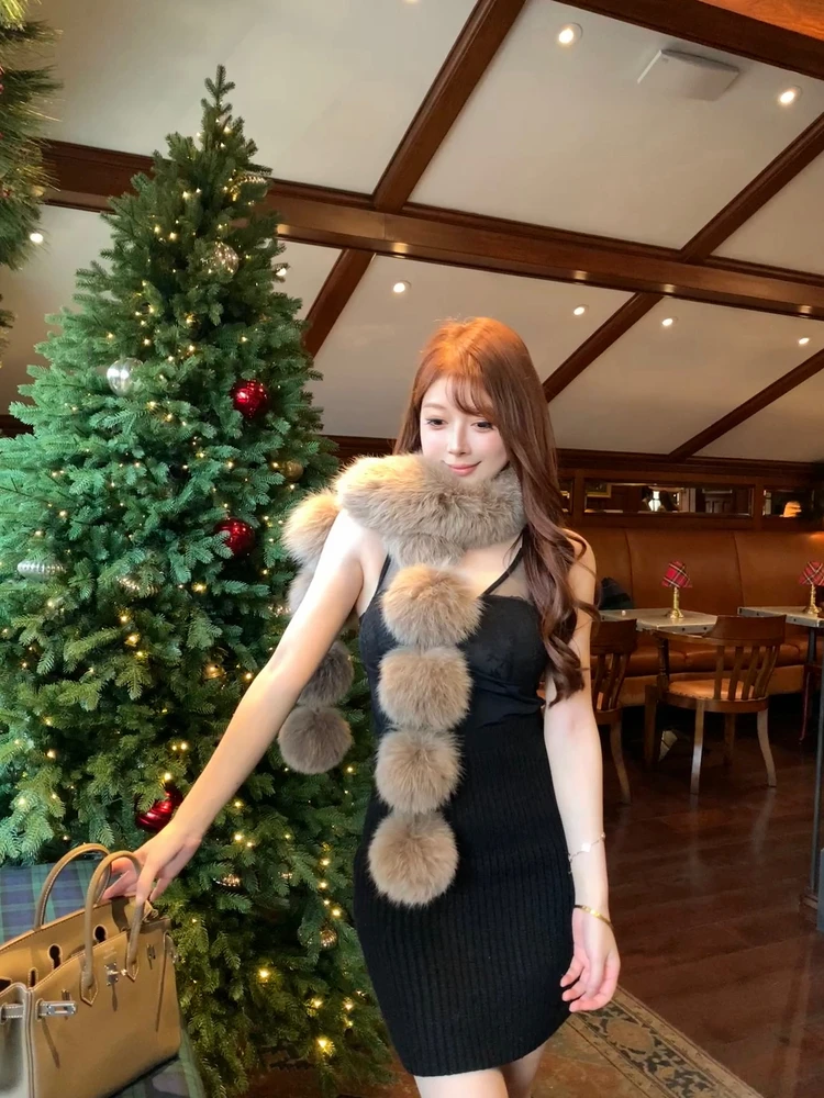 

Warm Fur Scarf for Women Winter New Sle Versatile Whitening Ne Warmer Autumn Winter High-End Feeling Cold Resistance