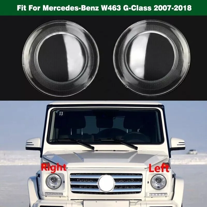 2x Headlight Lens Cover Shell Cap Lampshade Glue For Benz W463 G-Class 2007-2018