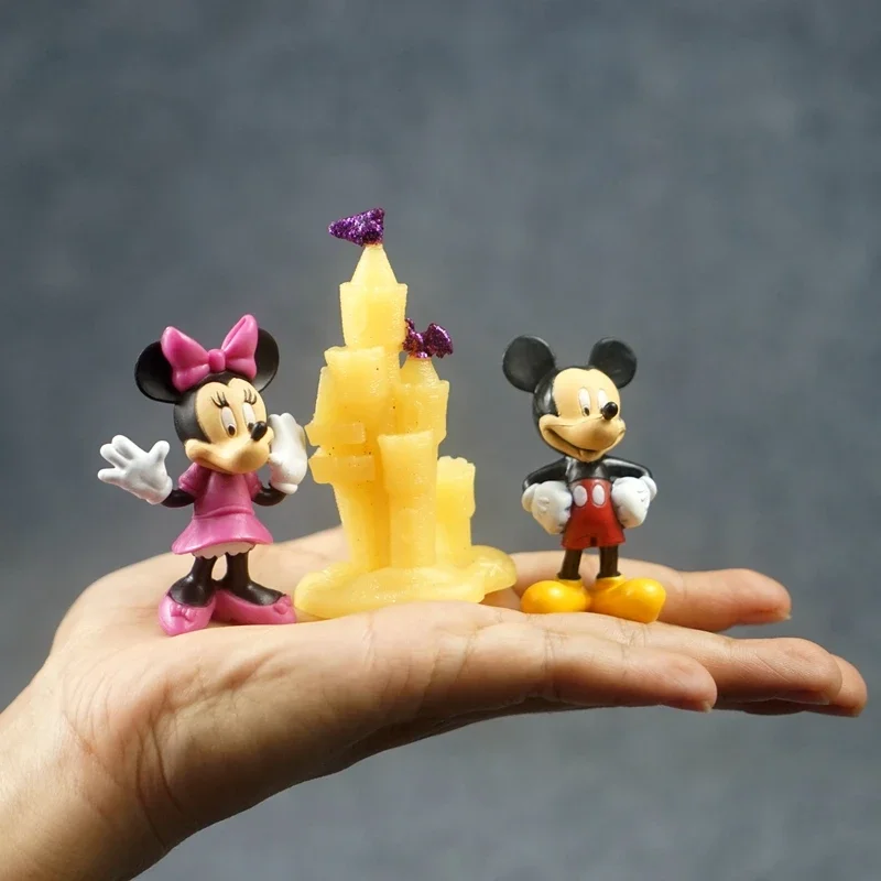 Disney Castle Minnie Mickey Mouse Miniature Castle Model Toy Action Figure Collectible Table Ornaments Kids Gifts