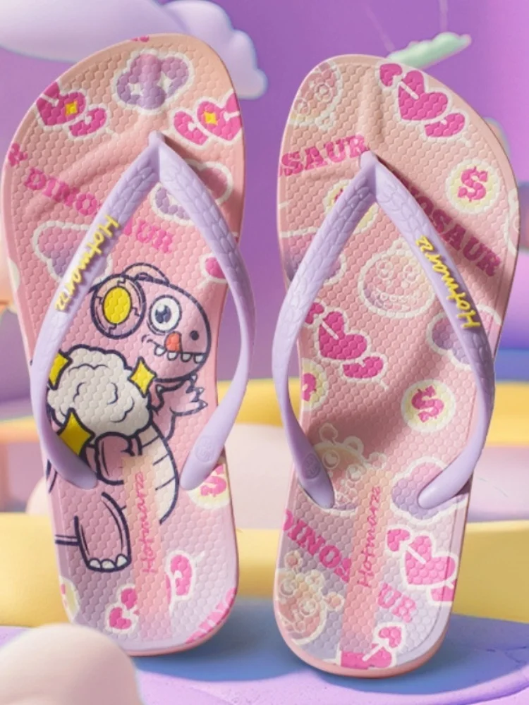 

Women Slippers Summer New Non-slip Children's Flip-flops Girls Fashion Beach Shoes Pinch Sandals Female Cartoon Slippers Women