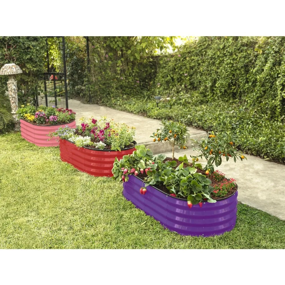 أسرة حديقة مرتفعة مجلفنة مطورة بالكامل في الهواء الطلق // 4 × 2 × 1 قدم أغطية مرتفعة لزراعة البستنة والخضروات والزهور #6