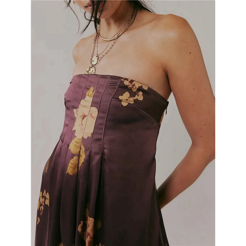 ABP-robe Maxi florale pour femmes, sans manches, dos nu, ligne a, longue robe fluide, dos creux, bretelles Spaghetti