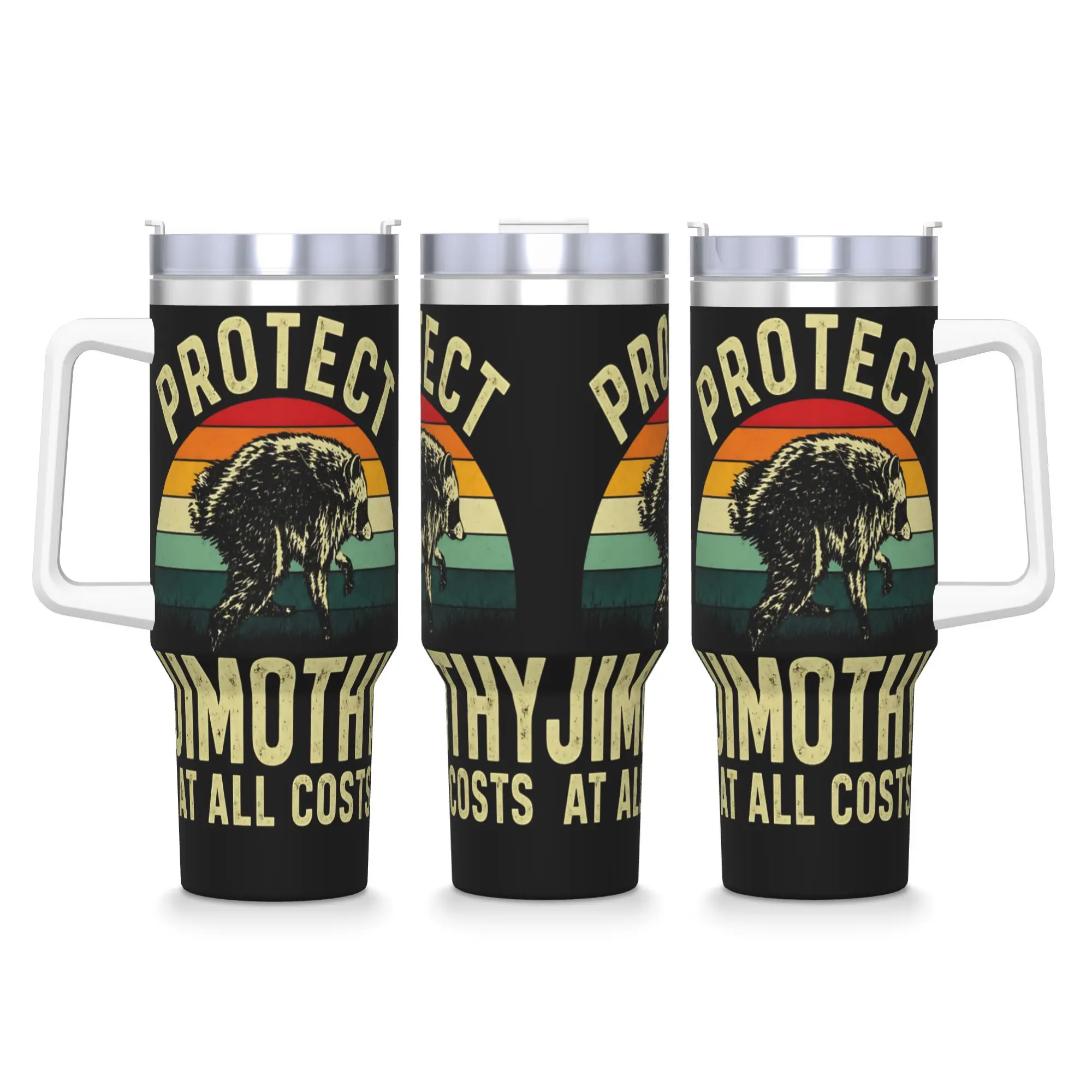 Jimothy Viral Raccoon Stainless Steel Tumbler  Travel Coffee Mug With Straws and Lid Large Mugs Cup Cold and Hot Water Bottle