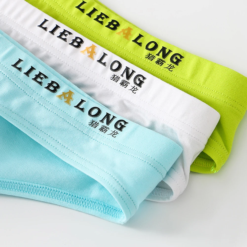 

Men Comfortable Cotton Sexy Briefs Low Waist Underwear U Pouch Panties Solid Color Underpants Green Red Grey