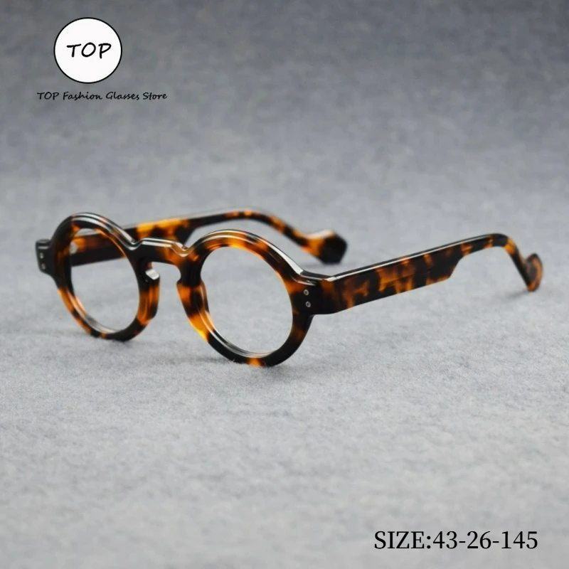 

2026 Fashion Retro Leopard Print Round Glasses Thick Frame Anti Blue Light Eyeglasses for Women Men Vintage Streetwear Eyewear
