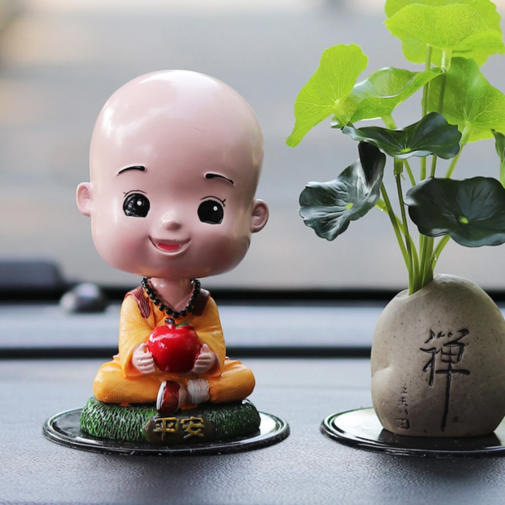 

Cute Car Decor Dashboard Monk Figurine Shaking Head Adorable Interior Accessories Aesthetic Car Ornaments Decorations