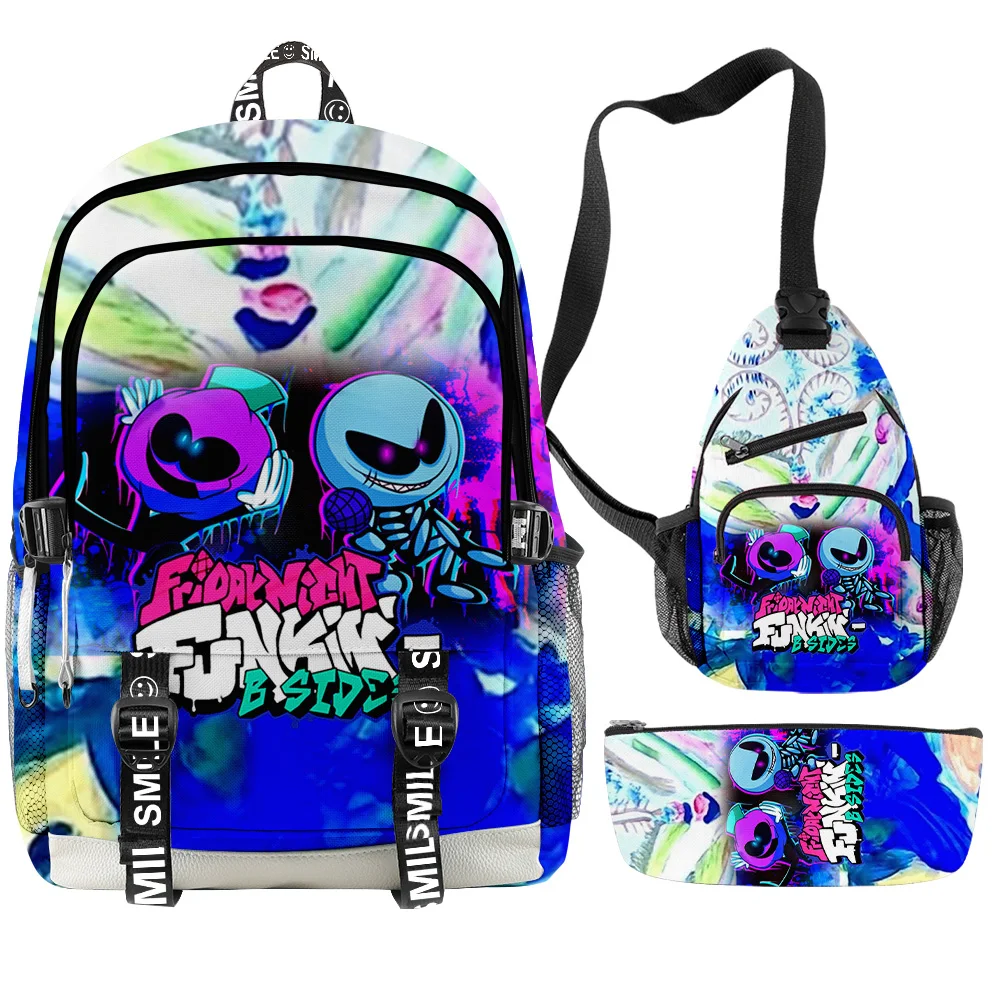 

Luxury Novelty Friday Night Funkin 3D Print 3pcs/Set Student School Bags multifunction Travel Backpack Chest Bag Pencil Case