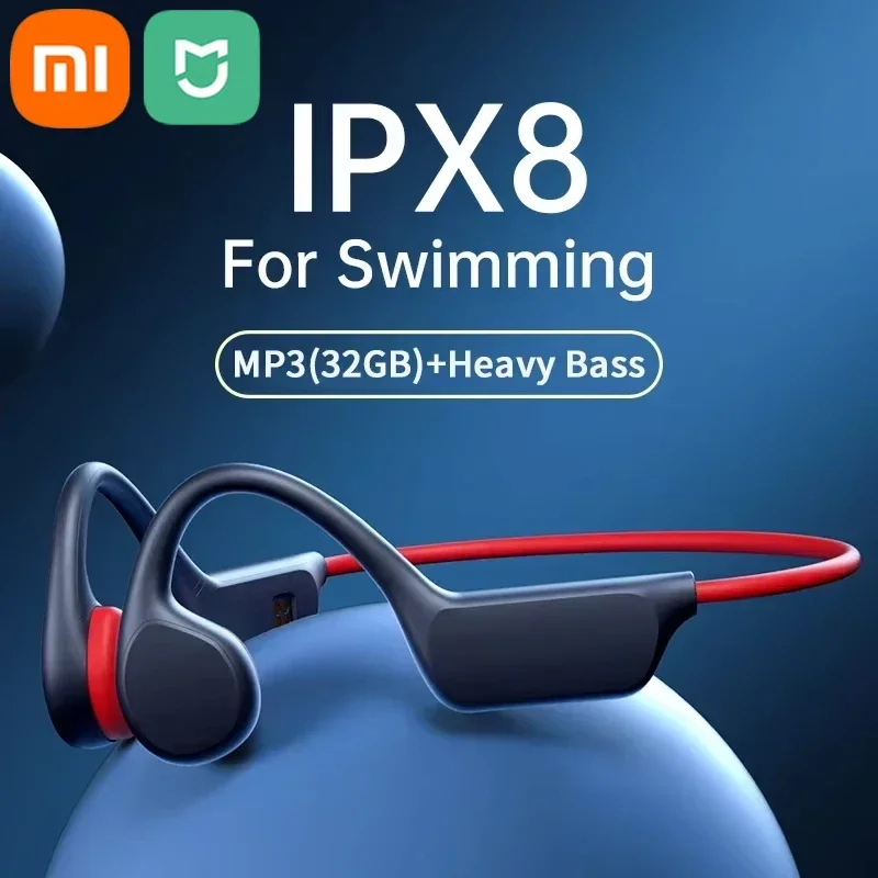 XIAOMI MIJIA Bone Conduction Earphones Bluetooth Wireless IPX8 Waterproof MP3 Player Headphone With Mic Headset Swimming Earbud