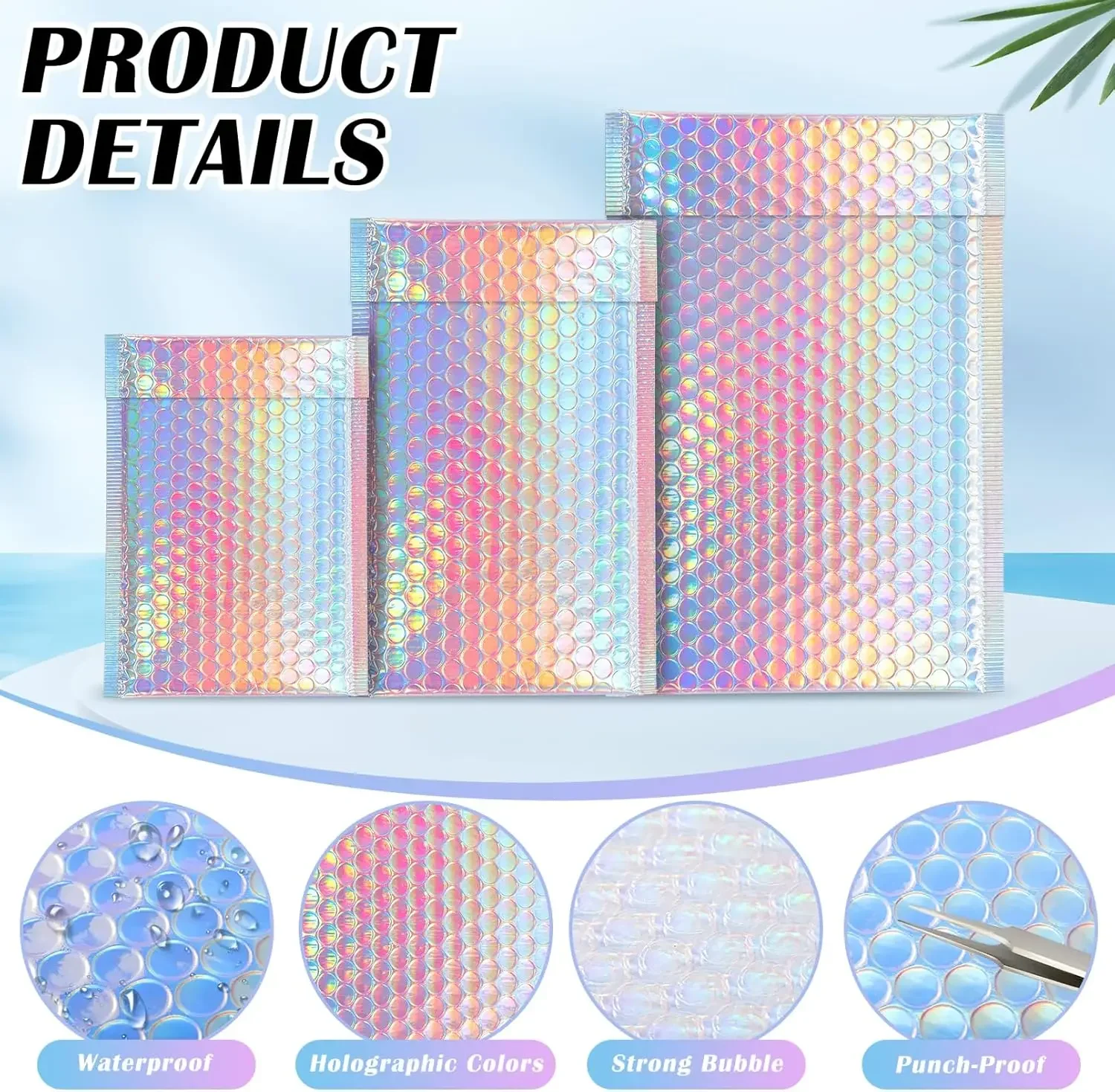 50Pcs Packaging Supplies Holographic Metal Bubble Mailer Shipping Bags Small Business Envelope Mailing Office School