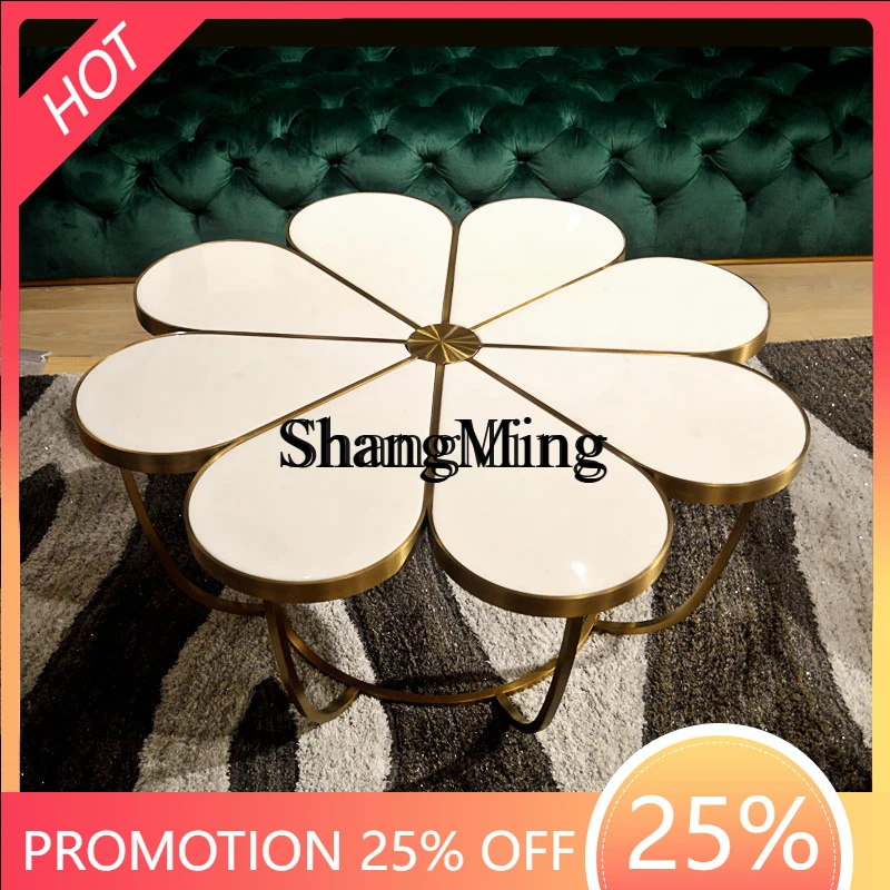 

CL tea table light luxury living room modern wrought iron metal casual special-shaped marble low coffee table