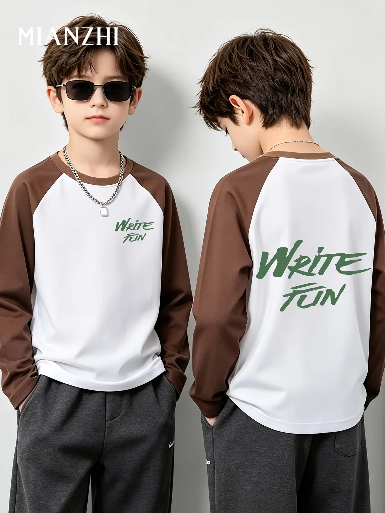 Long-sleeved, Crew-neck T-shirt Featuring A Cool, Stylish Cartoon Print