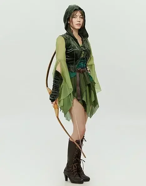 Cosplaymiccostumes المرأة معطف مقنع القرون الوسطى قزم تأثيري حلي عصر النهضة معطف قصير مع الأكمام لفساتين حفلة الهالوين