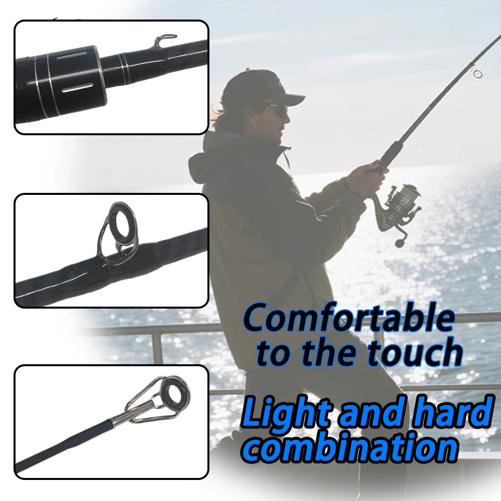 

Сверхлегкая карбоновая удочка с 2 секциями, пробковой ручкой и направляющим кольцом Fuji, средней мощности, спиннинговым литьем