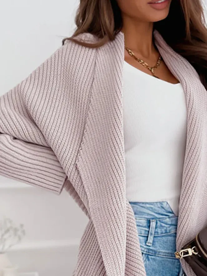 Autumn winter 2022 loose long cardigan Women knitted long sleeve open stitch oversized sweater Pink/gray/blue cardigans