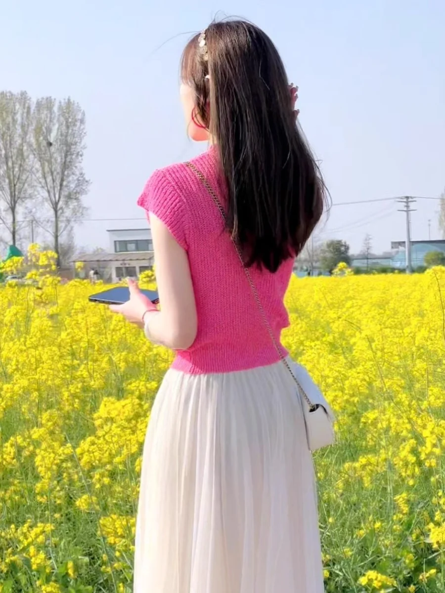 Sli Unique ort Sve tricoté Base irt pour les femmes belle Faionable coréen Sle haut d'été à la mode entrée