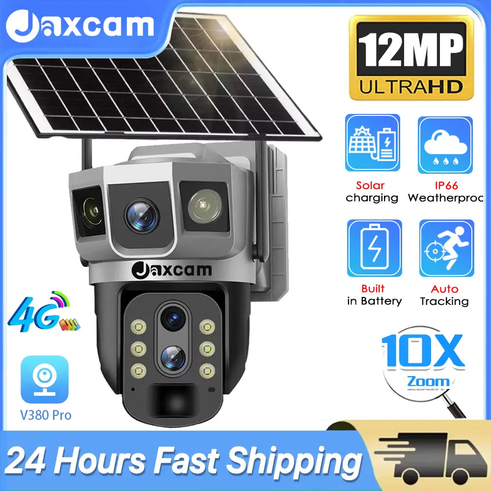 Outdoor 10X Optische Zoom 12MP Solar IP Camera WIFI CCTV Dual Lens Triple Screen PTZ Auto Tracking Beveiliging Bewakingscamera