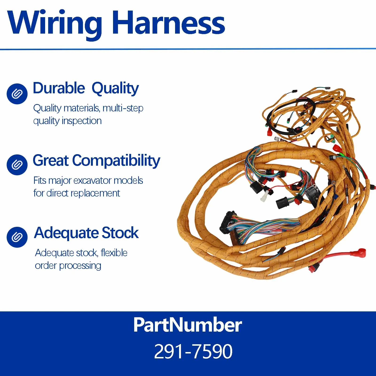 Wiring Harness 291-7590 For CAT 320D 320DL 323DL Excavator C6.4 Engine