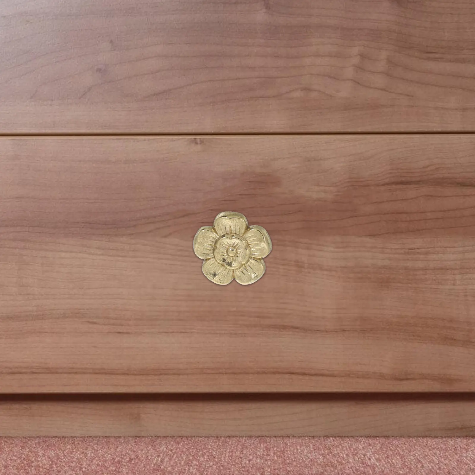 2Pcs Vintage Brass Flower Cabinet Handles for Dressers Drawers Wardrobes Kitchen Retro Style Drawer Knobs Closet Hardware