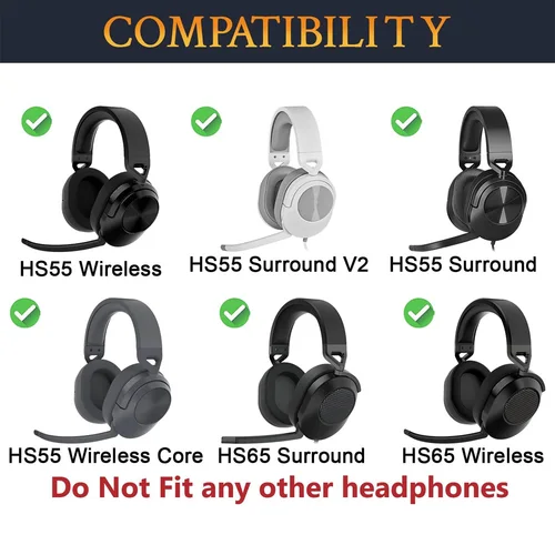 Imagen 2 del producto Reemplazo para Corsair HS65/HS55 envolvente con cable, HS55 envolvente V2, HS 65/HS 55 Core almohadillas para auriculares orejeras