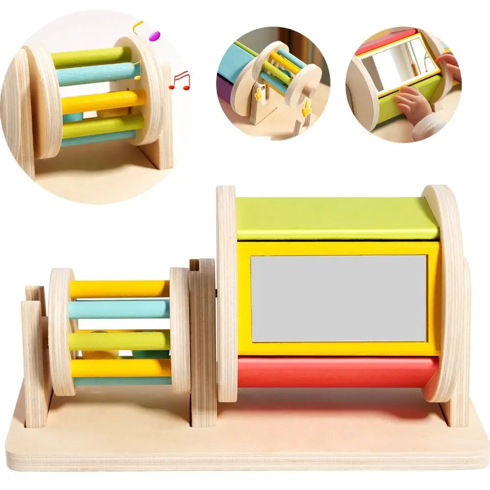 

High Quality 2-in-1 Tummy Time Toys Wooden Interactive Color Rolling Drum Toy Educational Baby Sensory Toys Gift