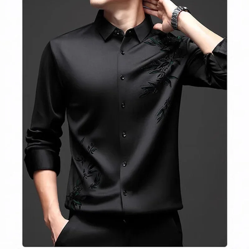 Men's long sleeved personalized shirt fashionable slim fit spring and autumn shirt 2024 new casual shirt